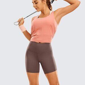 CRZ YOGA Women's Naked Feeling Biker Shorts - 6 Inches High Waisted Yoga Workout
